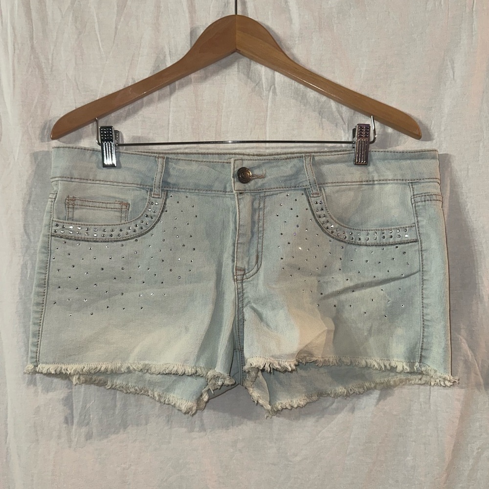 Light Wash Denim Studded Women’s Shorts